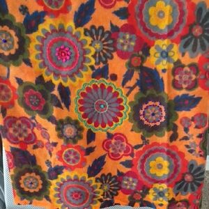 Anthropologie Circular Vibrant Floral Patterned Scarf
